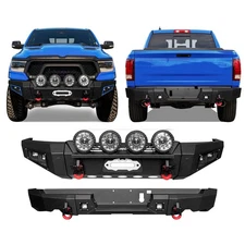 Vijay Steel Front/Rear Bumper W/Winch Plate&Lights For 2019-2024 Dodge Ram 1500