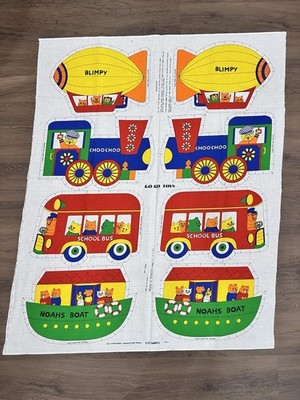 VIP Cranston Go-Go Toys Noah's Boat Train Blimp Bus Cut & Sew VTG Fabric Panel