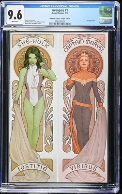 Avengers #1 John Tyler Chrstopher She-Hulk Captain Marvel Virgin Variant CGC 9.6