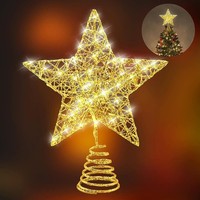 Weihnachtsbaumspitze Stern 20LED Gold Leuchtend Tannenbaum Deko Weihnachten