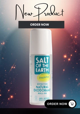 BRANDED Salt of the Earth Natural Deodorant Roll On 100% Natural Origin Vegan 75ML