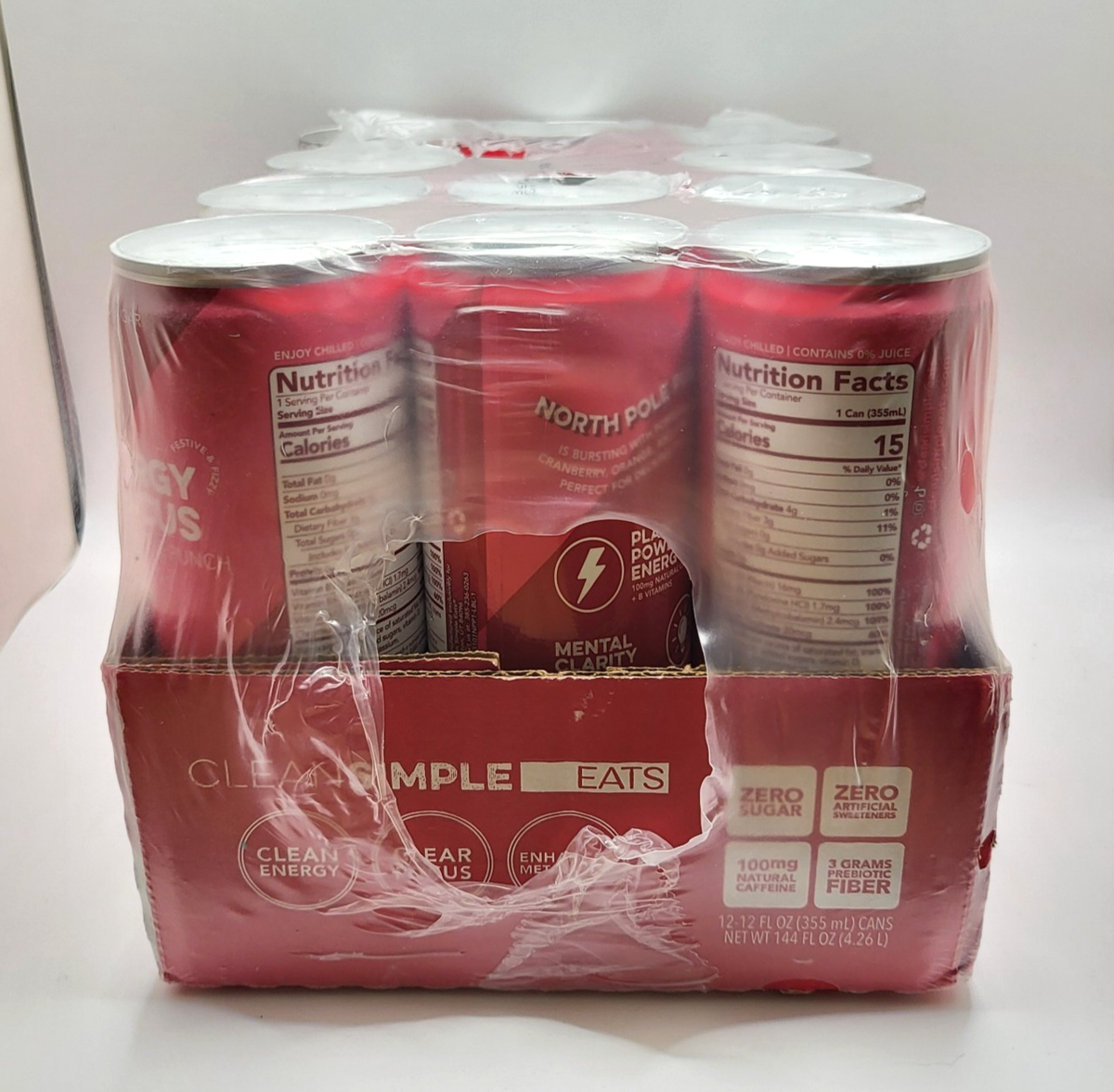 Clean Simple Eats 12 PACK Energy + Focus NORTH POLE PUNCH 12 oz