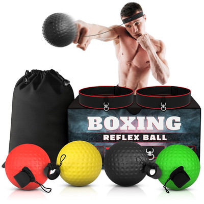 Boxing Reflex Balls Set - 4 Same Weight Color Balls, 2 Adjustable Headbands for