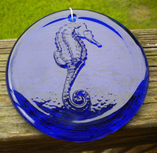 Blenko Glass Suncatcher - Seahorse - Cobalt
