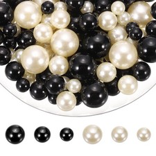 150 Pcs Pearl Bead for Vase Filler, 20/14/10mm Floating Beads Black Beige 