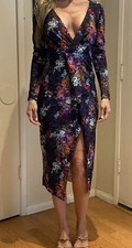 Asos Midi Floral Backless Long Sleeve Dress. US 4. UK 8. New With Tags