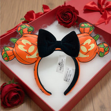Loungefly Disney Parks Pumpkin Jack O' Lantern Halloween Minnie Ears Headband