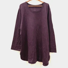 Woolx Blair Tunic Top Womens 3X Purple Long Sleeve Merino Wool Base Layer Casual
