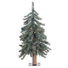 Vickerman 24" Natural Bark Alpine Artificial Christmas Tree with LED in Green