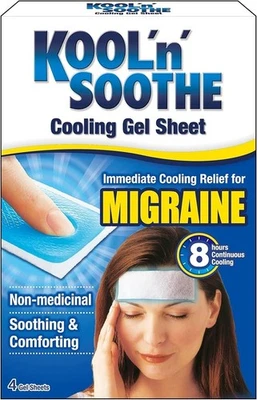 Kool 'n' Soothe Migraine Cooling Gel Sheets, 4 Strip- Instant Relief for Headach