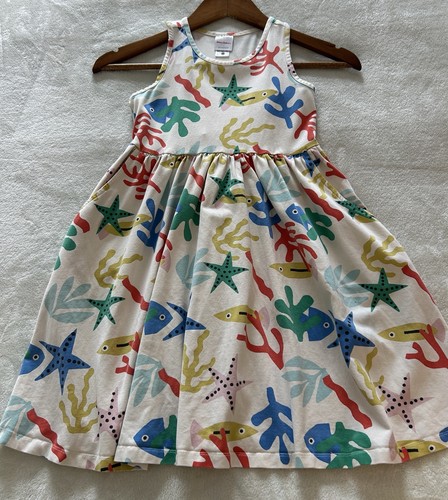 Hanna Anderson Dress Size US 8 Fish Ocean Print Pockets Colorful