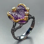 Fine Art jewelry Natural Amethyst Ring 925 Sterling Silver Size 7 /R471297