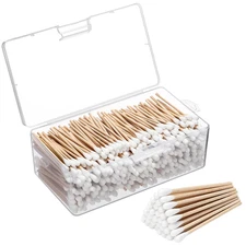 500 Pcs 3 Inch Gun Cleaning Swabs Long Cotton Swabs in Storage Box Long round Ti