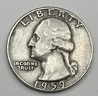 1959-D Washington Quarter 90% Silver Denver Mint Vintage US Coin
