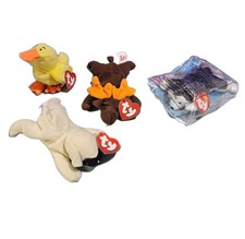 Vtg Lot of 4 Ty Teenie Beanie Babies McDonald's 1996 Nook Quacks Chocolate Chops