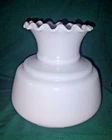 Vtg White Milk Glass Ruffled Replacement Hurricane Lamp Shade 6.75" Fitter 7" Ta