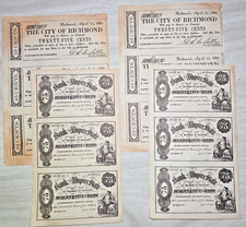 Vintage Civil War Style Currency Sheet Lot 4 Richmond Va 25 Empire State 75
