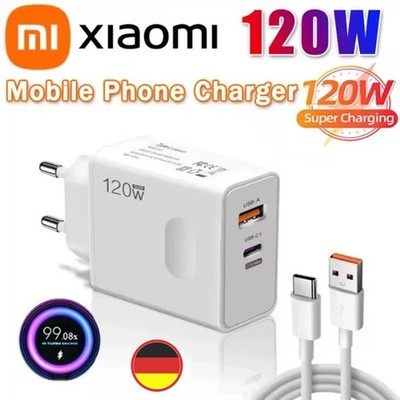 120W GaN USB-C Schnellladegerät mit 1m 6A Kabel für Xiaomi, Huawei, Samsung NEU