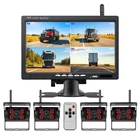 Wireless 7" Truck Quad Monitor 1080P  Backup Camera BSD for Trailer RV SUV Truck