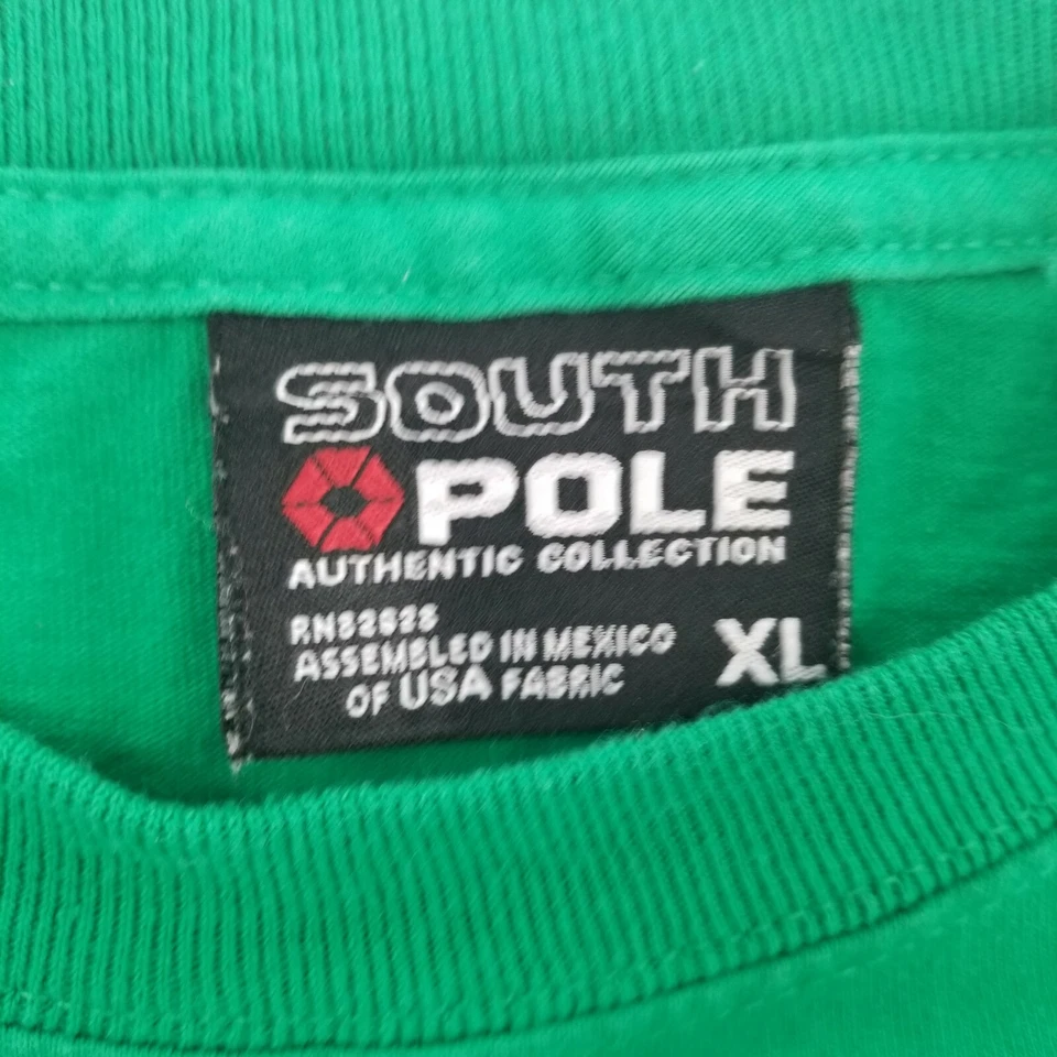 Camisa De Colección Polo Sur Para Hombres Extra Grande Verde Deletrear Patinador Hip Hop Y2K Foto 4 de 4