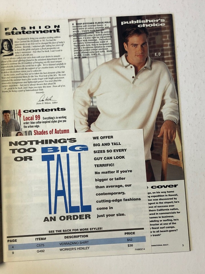 International Male Catalog 1989 Spring Mens Magazine eBay