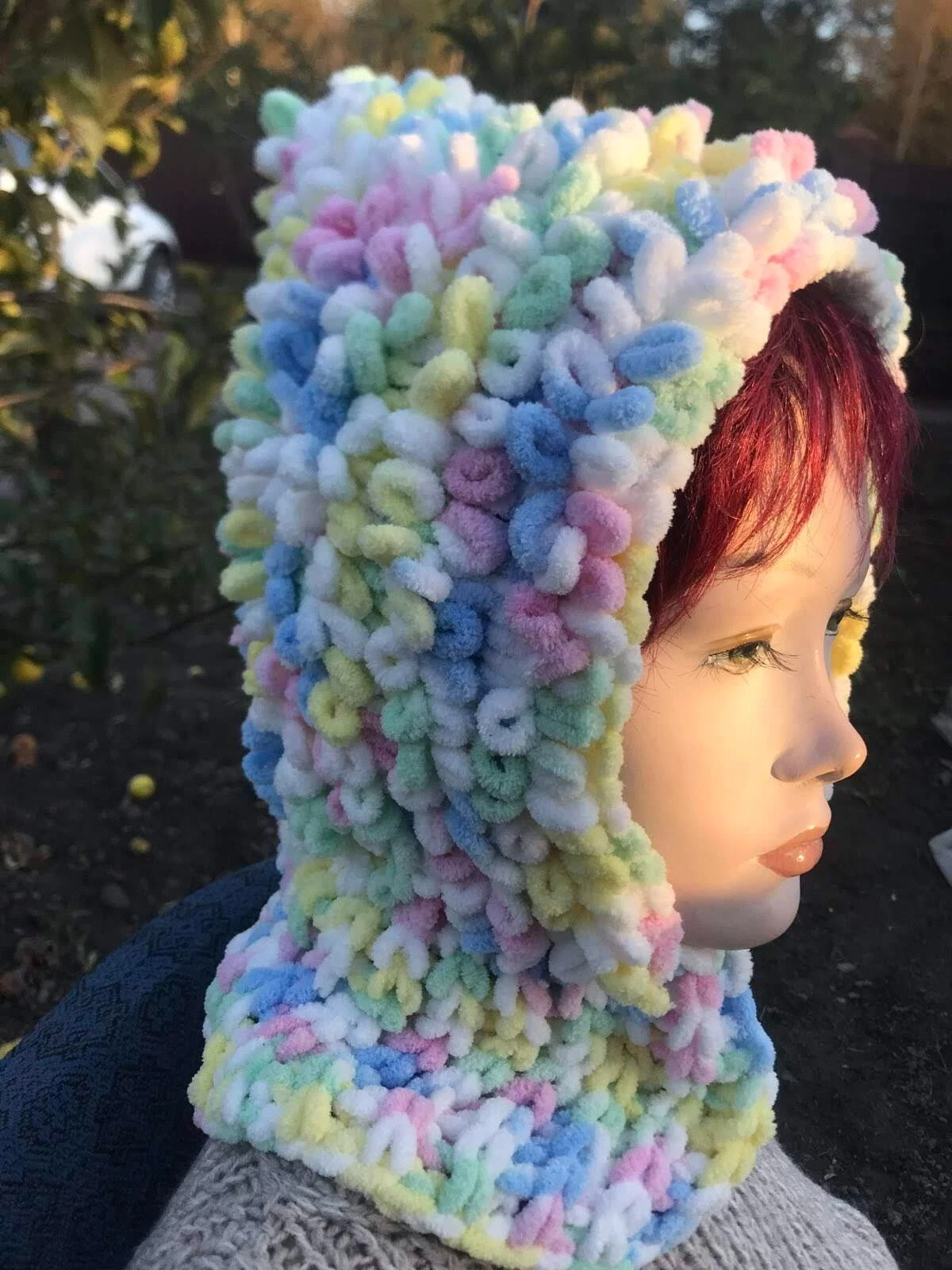 New Unique Colorful Hood Hat Hand Knitted Balaclava Mask