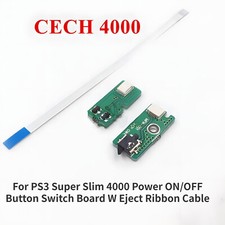For PS3 Super Slim 4000 Power ON/OFF Button Switch Board W Eject Ribbon Cable