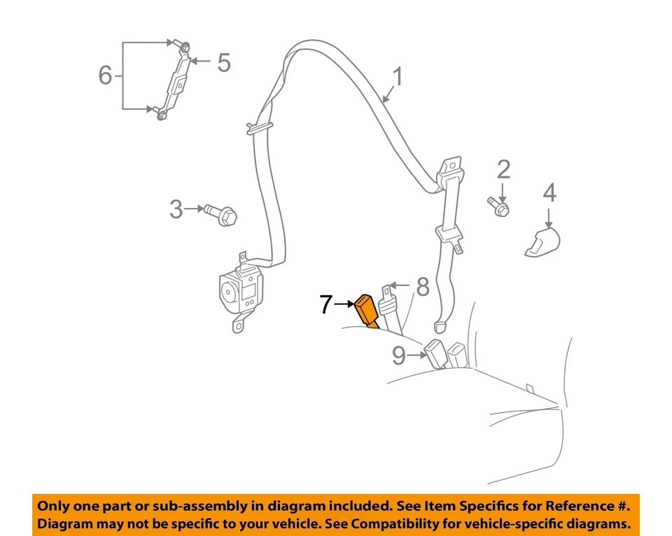 Used Front Left Seat Belt Front fits: 2010 Dodge Dakota bench seat split 40/20/4 - Image 3 of 4