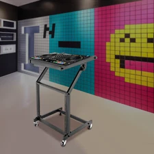 9U Rack Mount Mixer Case Stand Studio Equipment Cart Stage Amp DJ Rolling Black