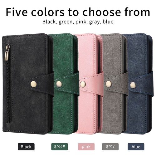 Zip Wallet Leather Flip Case For iPhone 16 15 14 Pro Max 13 12 11 XS XR 8 7 6 Se - Picture 2 of 17