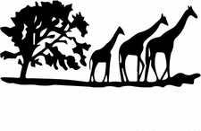 Giraffe Family - 7" Black Vinyl Decal Car Window Laptop Tablet Truck Camper RV