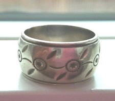 Vintage Sterling Wide Band Ring Size 6 One of a Kind