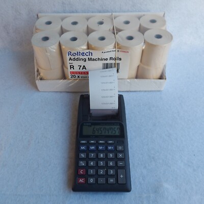 Casio HR-8L Druckrechner schwarz getestet mit 20 Rollen brandneu kostenloser Versand