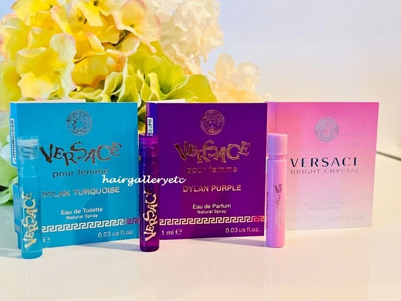 3 Versace Dylan Purple EDP Turquoise Bright Crystal EDT Sample