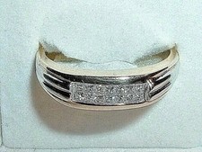 14K YELLOW  WHITE GOLD DIAMOND MEN'S WEDDING BAND RING