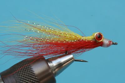 Fliegentom Streamer 3 Stück  Clouser Deep Minnow gelb/rot (Mickey Finn)