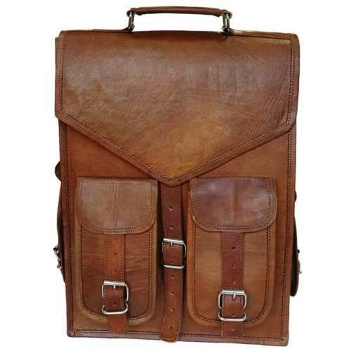 Unisex Genuine Leather Men's Backpack Bag laptop Satchel briefcase Brown Vintage - Picture 4 of 4