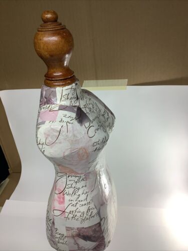 Vintage Doll Dress Form Mannequin Paper Mache Top Wood Base Decor Figure 21” - Picture 2 of 6