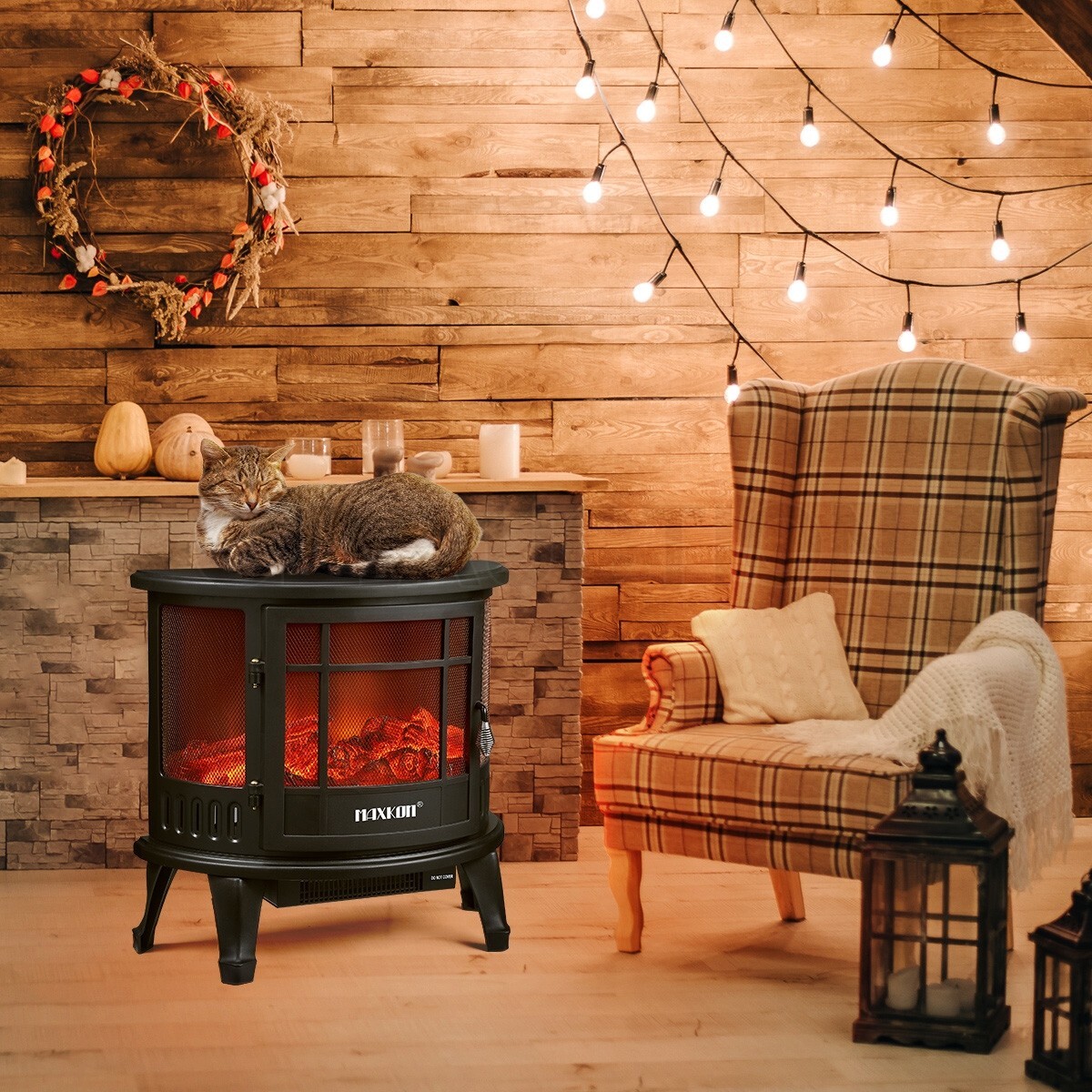 Maxkon 1800W Electric Fireplace Heater Stove Portable 3D Flame Thermostat  Home | eBay