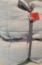 1 West Elm European Flax Linen Box Stitch Quilted, EURO Sham, Natural Flax