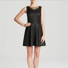 Twelfth Street By Cynthia Vincent 6 NWOT Black Mini Gold Beading/Aqua USA Made