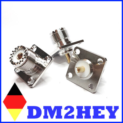 DE - PL UHF / SO239 PTFE Einbaubuchse Flanschmontage Lötversion - Neu