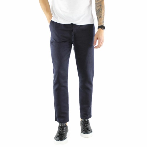 Pantaloni Uomo Lino Blu Slim FIt Estivi Pantalone Leggero Elastico Vita  Pantalac | eBay