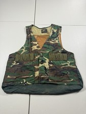 VTG Camoflage Vest Mens M Woodland Camo Hunting Duck Grunge Shotgun Green 80s