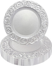 13 Inch Silver Charger Plates Set of 6,Plastic Charger for Dinner Plates
