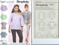 S 8647 sewing pattern Chic TOPS in 2 lengths BLOUSE Queen 20W-28W sew Easy UNCUT