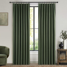 Olive Green Blackout Curtains 84 Inch 2 Panels Pinch Pleated Drapes