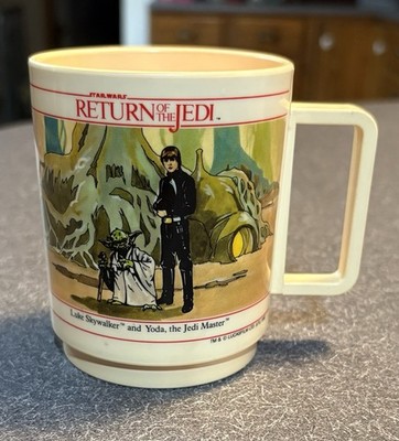 Vintage 1983 Star Wars Return Of The Jedi Deka Plastic Mug Luke Vader Yoda Cup