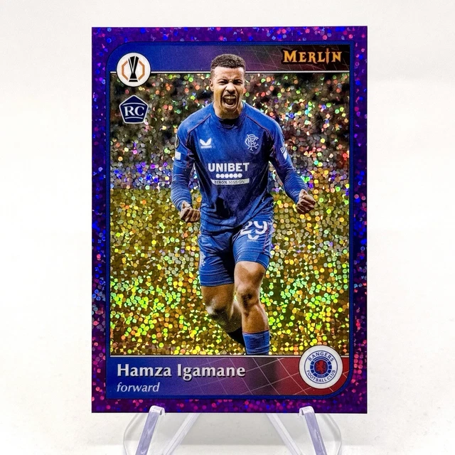 Hamza Igamane RC Purple Sparkle Merlin Rangers Rookie Card SSP 11/15 Morocco
