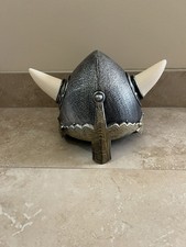 Boys Plastic Medieval Crusader Helmet Templar Knight Helm Costume Horns